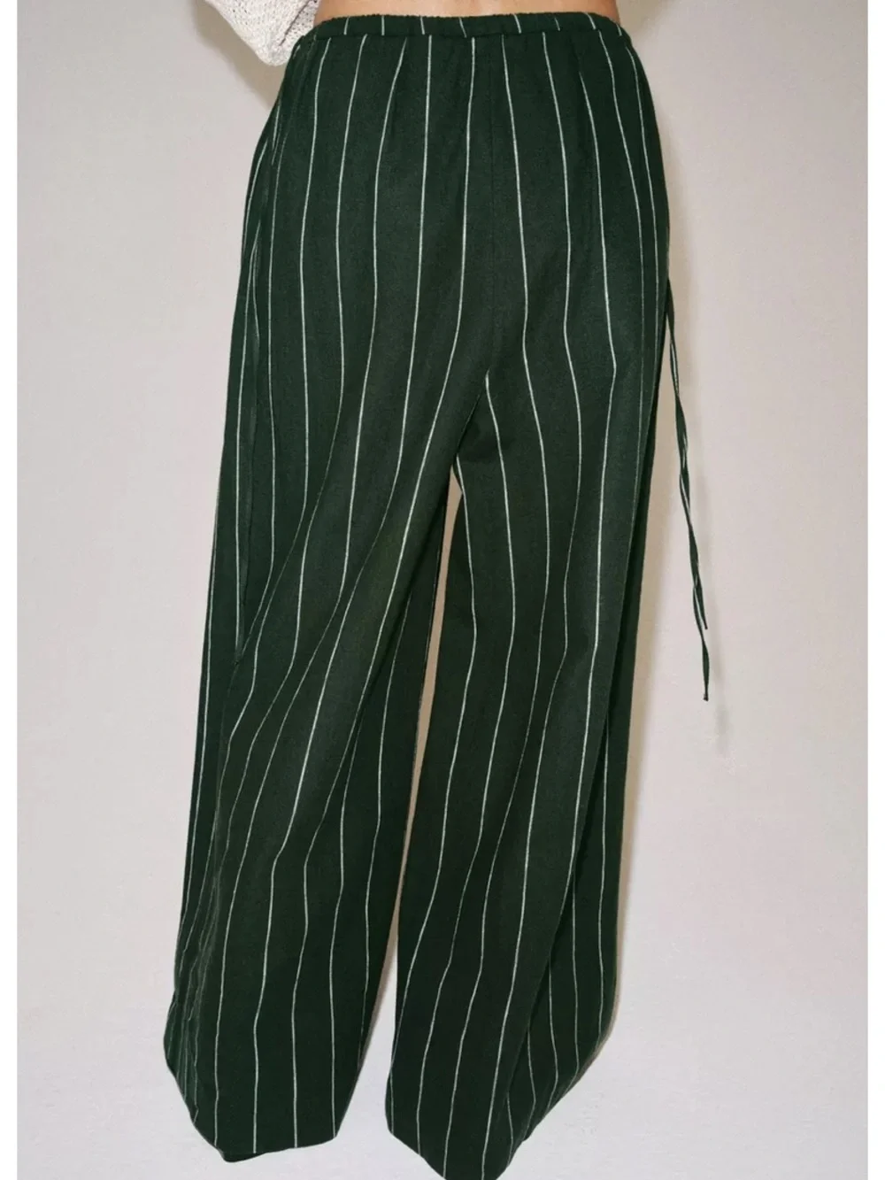 Zara  Wide-Leg Linen Pinstripe Trousers